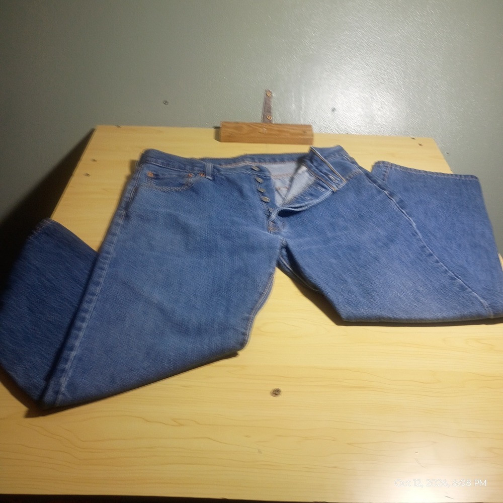 Levi's 501 Original Fit Jeans Mens 36x29 Blue Button Fly Straight Leg Denim - Picture 7 of 11